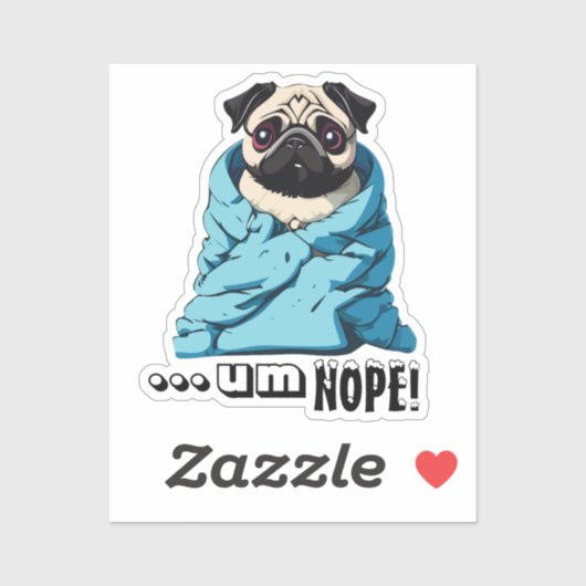 Lazy Pug opgeknuffeld in een deken Sticker (Vel)