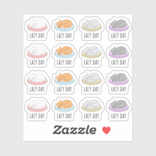 Lazy Relaxation Chillout Dag Slaapkatten Gezellig Sticker