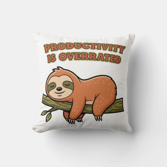Lazy Retro Sloth Square Throw Pillow Kussen (Voorkant)