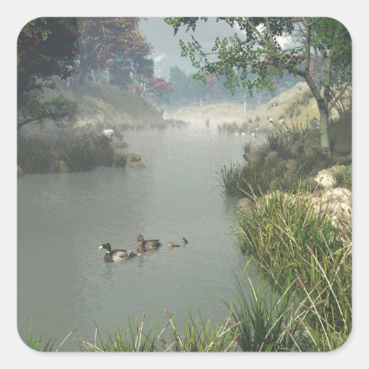 Lazy River Vierkante Sticker (Voorkant)