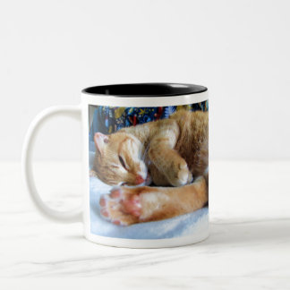 Lazy Sleepy Ginger Cat Tweekleurige Koffiemok