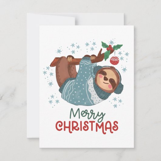 Lazy Sloth Christmas Kaart (Voorkant)