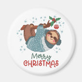 Lazy Sloth Christmas Magnet (Devant)