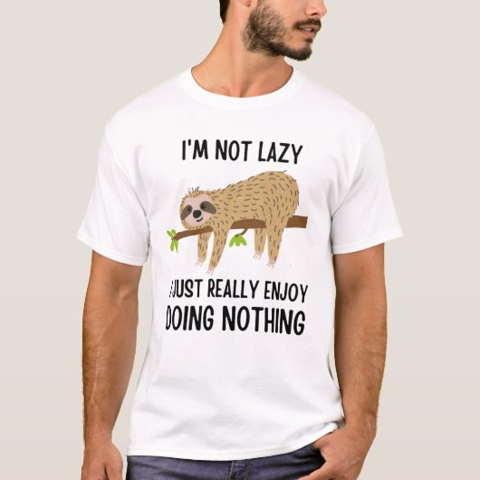 Lazy Sloth Doing Niets T-shirt (Voorkant)