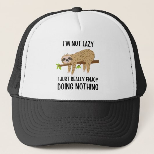 Lazy Sloth Doing Niets Trucker Pet (Voorkant)