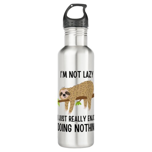 Lazy Sloth Doing Niets Waterfles (Voorkant)