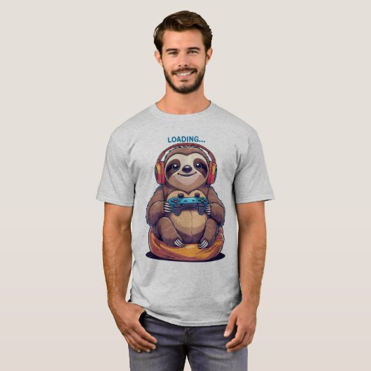 Lazy Sloth Gamer T-shirt (Voorkant volledig)