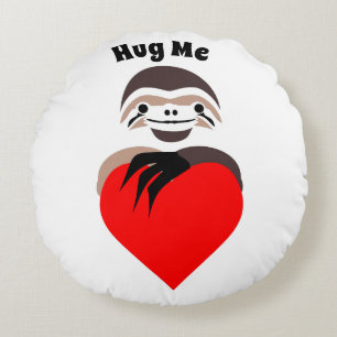 Lazy Sloth Hugging a Red Love Heart Rond Kussen
