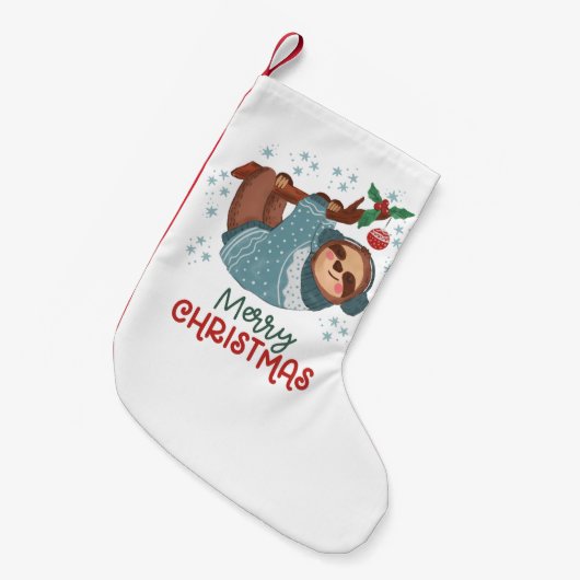 Lazy Sloth Kerstmis Kleine Kerstsok (Voorkant (Hangend))