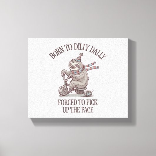 Lazy Sloth Retro Bike Cartoon Canvas Afdruk (Voorkant)