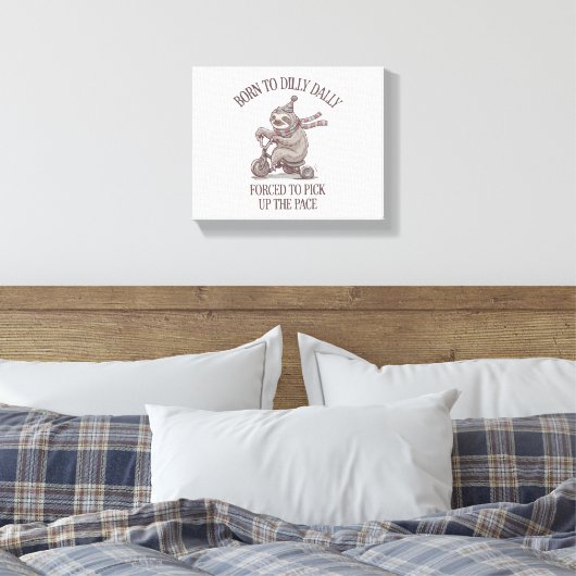 Lazy Sloth Retro Bike Cartoon Canvas Afdruk (Insitu (Slaapkamer))