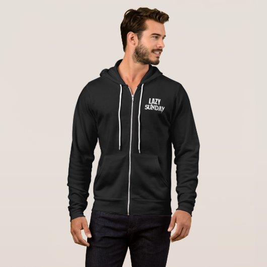 Lazy Sunday Basic Zip up B&W met achteruitrijtrui Hoodie (Voorkant volledig)
