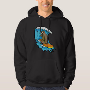 Lazy Surfen Luiaard Surfer Surfboard Wave Riding Hoodie