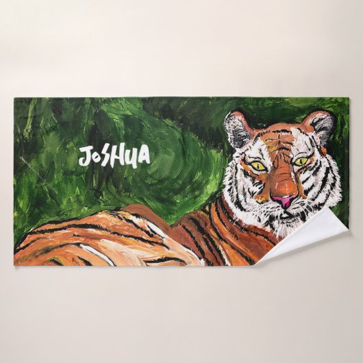 Lazy Tiger gepersonaliseerd Bad Handdoek (Badhanddoek)