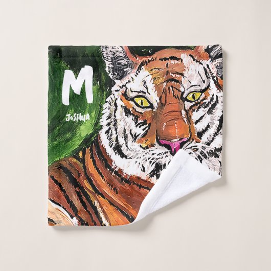 Lazy Tiger gepersonaliseerd Bad Handdoek (Wasdoekje)