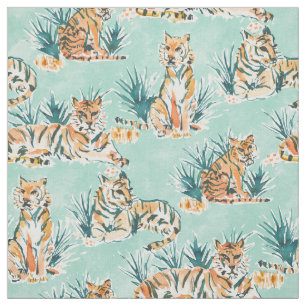 LAZY TIGERS Waterverf Cats Stof
