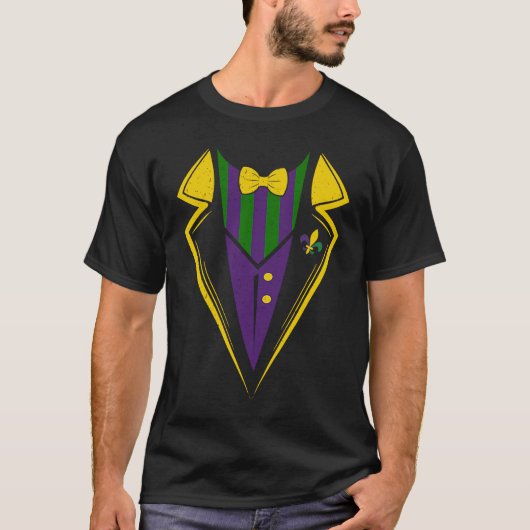 Lazy Tuxedo Costume Bow Stropdas Mardi Gras Carniv T-shirt (Voorkant)
