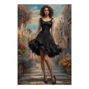 LBD Art: AI-Enhanced Little Black Dress Artwork Perfect Poster