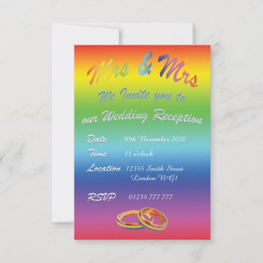 LBGT HOMOSEKSUELE REGENBOOGTROUWEHUISUITNODIGING KAART (Voorkant)
