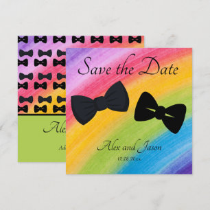 LBGT Moderne regenboog Black Save the Date Wedding