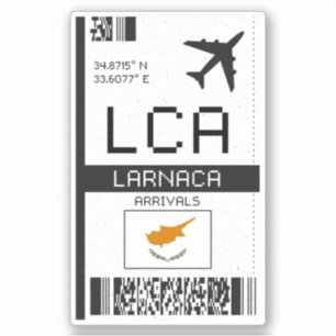 LCA Larnaca Boarding Pass - Cyprus Luchthaven Reiz Sticker