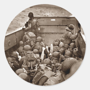 LCI en Soldaten Omaha Beachhead Ronde Sticker