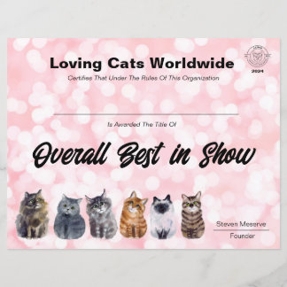 LCWW JAPAN ALGEMEEN BESTE IN SHOW AWARD CERTIFICAA