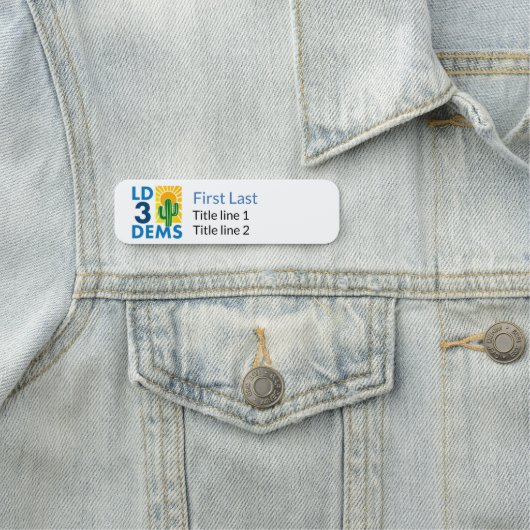 LD3 Dems - badge de nom de style mince; dos magnét (En situation)