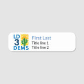 LD3 Dems - badge de nom de style mince; dos magnét (Devant)