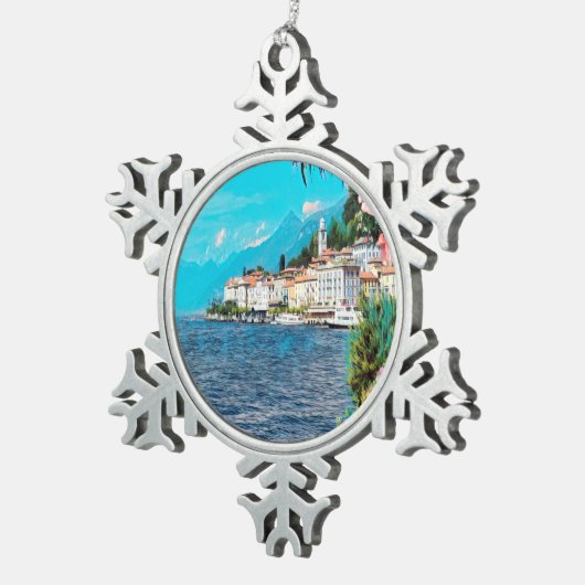 ldp BELLAGIO - Lake Como - Tin Sneeuwvlok Ornament (Rechts)
