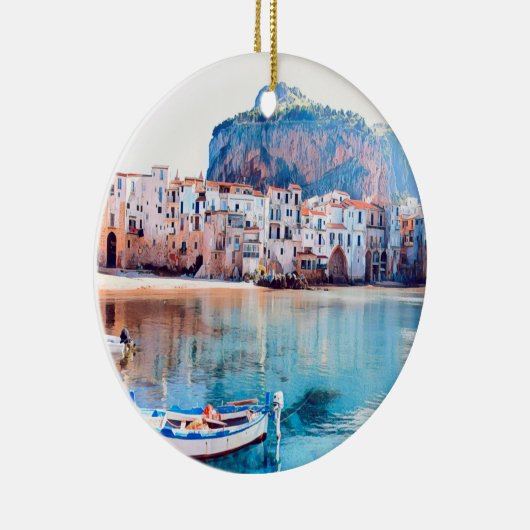 ldp CEFALTON - Sicilië - strand - panorama Keramisch Ornament (Rechts)