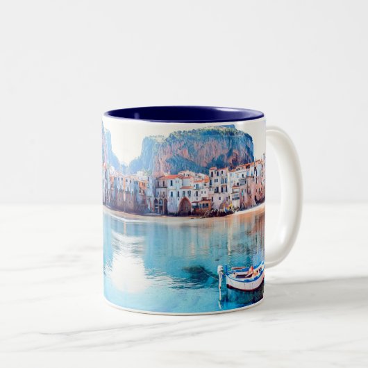 ldp CEFALTON - Sicilië - strand - panorama Tweekleurige Koffiemok (Voorkant rechts)