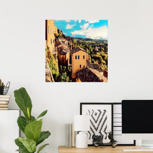 ldp MONTEPULCIANO - stad - panorama - Poster (Thuiskantoor)