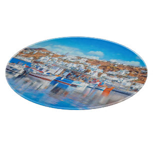 ldp MYKONOS - vissersboten - haven - panorama Snijplank