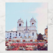 ldp PIAZZA DI SPAGNA - Rome - met bloemen - Wijn Etiket (Enkel label)