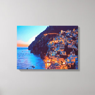 ldp POSITANO Amalfi Coast - zonsondergang door Hot Canvas Afdruk