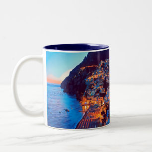 ldp POSITANO Amalfi Coast - zonsondergang door Hot Tweekleurige Koffiemok
