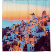 ldp SANTORINI - panorama - van nacht - Douchegordijn (Voorkant)