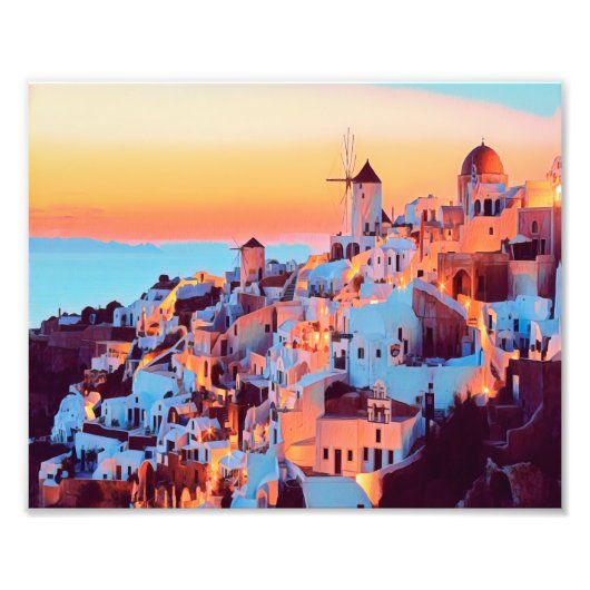 ldp SANTORINI - panorama - van nacht - Foto Afdruk (Voorkant)