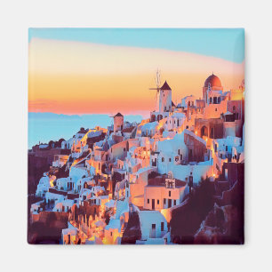 ldp SANTORINI - panorama - van nacht - Magneet