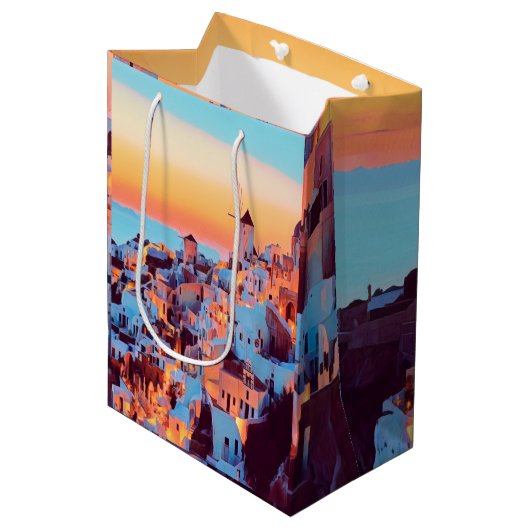 ldp SANTORINI - panorama - van nacht - Medium Cadeauzakje (Voorkant Gekanteld)