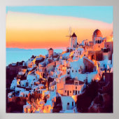 ldp SANTORINI - panorama - van nacht - Poster (Voorkant)