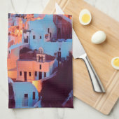 ldp SANTORINI - panorama - van nacht - Theedoek (Quarter Fold)