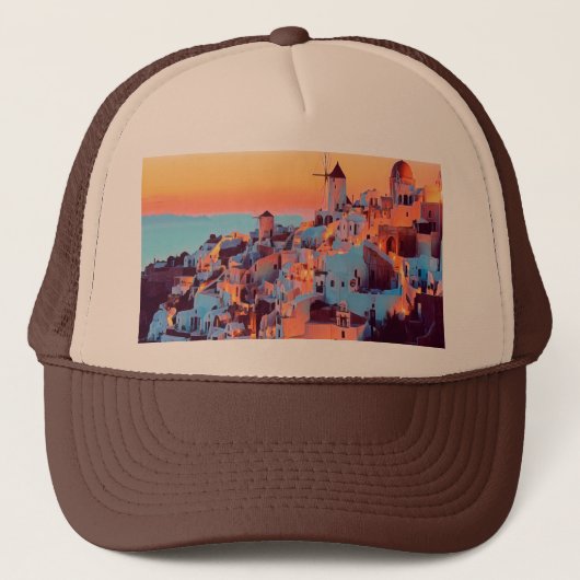 ldp SANTORINI - panorama - van nacht - Trucker Pet (Voorkant)