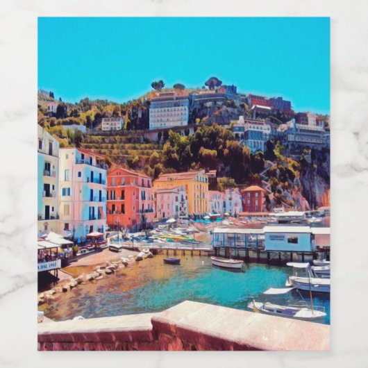 ldp SORRENTO - panorama - strand - Wijn Etiket (Enkel label)