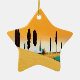 ldp TUSCANY - Toscaans platteland met bomen - Keramisch Ornament