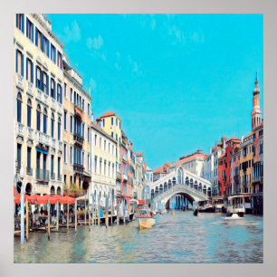 ldp VENICE - Grand Canal - strand van Rialto - Poster