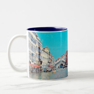 ldp VENICE - Grand Canal - strand van Rialto - Tweekleurige Koffiemok
