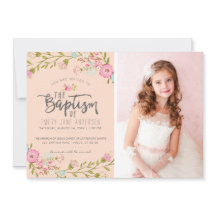 LDS BAPTISM FOTO-INVITATIE | Elegant roze meisje