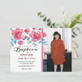 LDS Baptism Girl Waterverf Rozen Floral Kaart (Staand voorkant)
